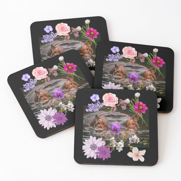 Item preview, Hippo Swimming With Pretty Colorful Flowers Design designed and sold by EarthArtDesigns.
