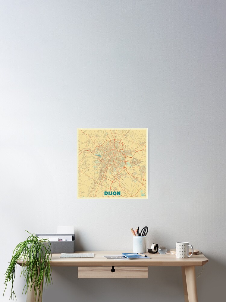 Thumbnail 1 of 3, Poster, Dijon Map Retro designed and sold by HubertRoguski.