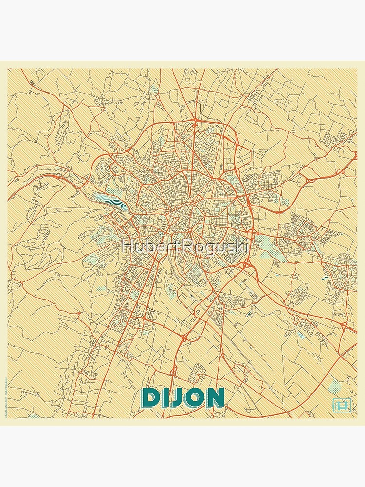 Thumbnail 3 of 3, Poster, Dijon Map Retro designed and sold by HubertRoguski.