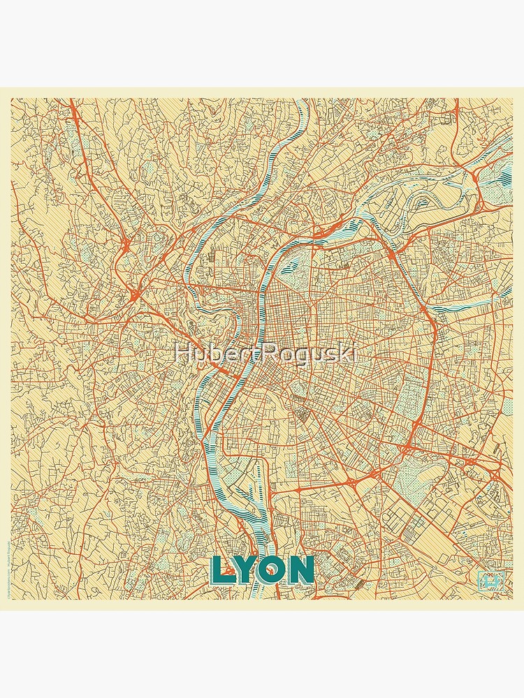 Lyon Map Retro by HubertRoguski