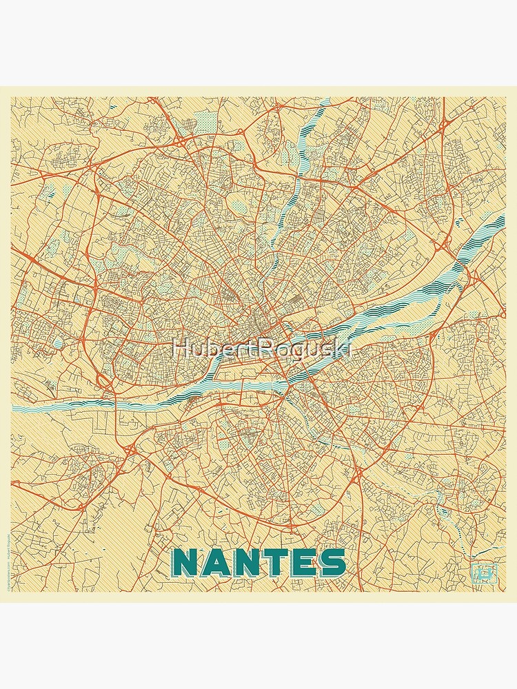 Nantes Map Retro by HubertRoguski