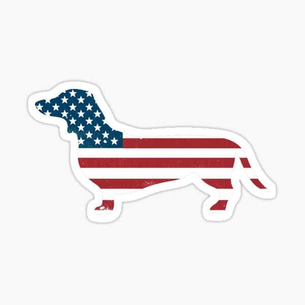 Patriotic Daschund American Flag Cool Wiener Dog Sticker