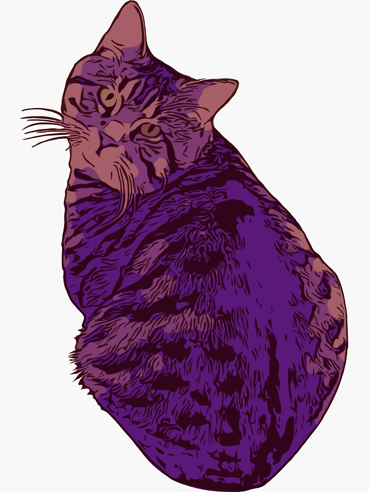 Lavender Cat Fuzzy Stickers