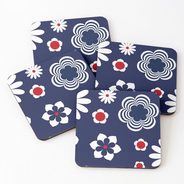 Item preview, 4th of July Red White and Bloom Flower Power Seamless Repeat Pattern designed and sold by ClaudiaFlores.