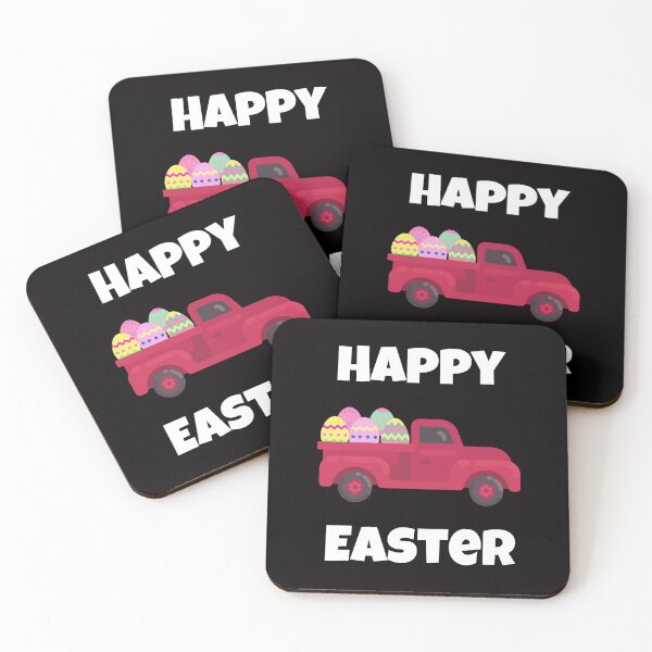 Item preview, Happy Easter, Red Truck carrying Easter Eggs, white text designed and sold by JRice66.