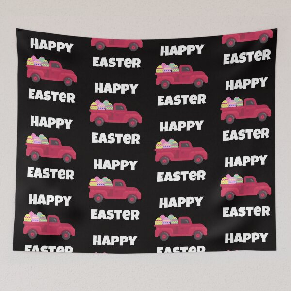 Item preview, Happy Easter, Red Truck carrying Easter Eggs, white text designed and sold by JRice66.
