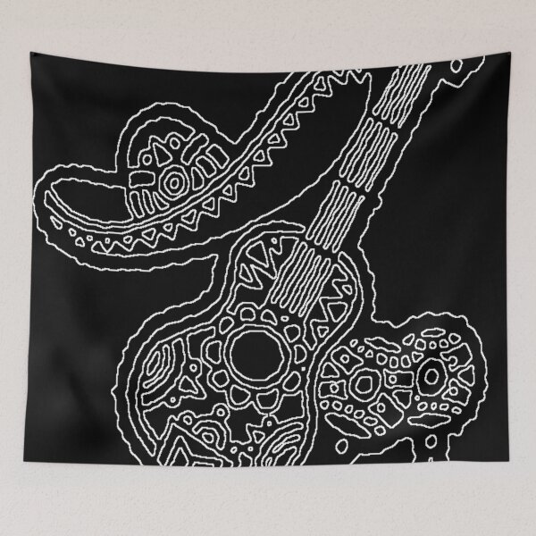 Item preview, Black and White Abstract Mexican Sombrero Guitar Maracas designed and sold by MugsNstuff Live Love Create!.