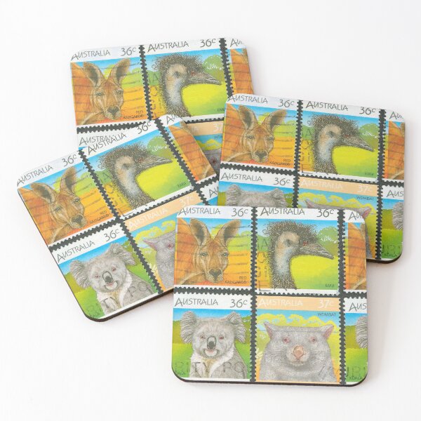 Item preview, Australian 36c Animal Stamp Set - Red  Kangaroo, Emu, Koala, Wombat designed and sold by 2AGoodHome.
