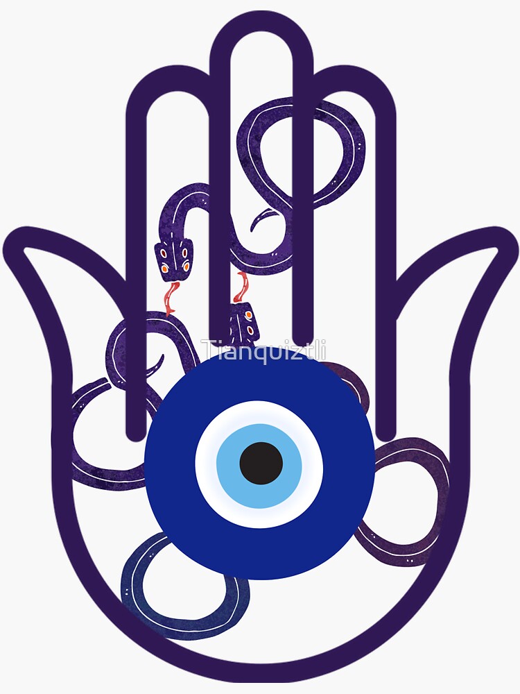 "Hamsa Evil Eye Snake" Sticker for Sale by Tianquiztli Redbubble