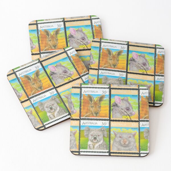 Item preview, Australian 36c Animal Stamp Set - Red  Kangaroo, Possum, Koala, Wombat designed and sold by 2AGoodHome.