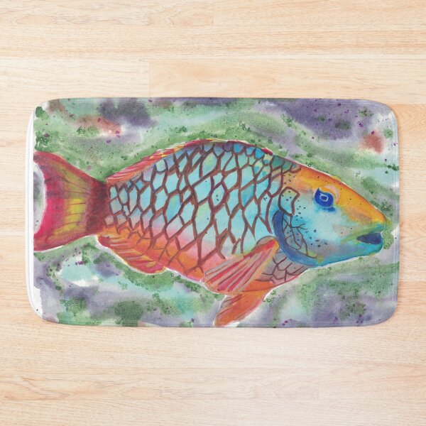 Item preview, Colorful fish swimming in ocean acrylic ink designed and sold by CrittersByLola.