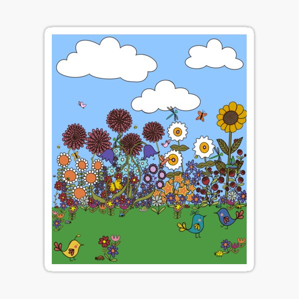 Wildflower meadow (buzzing with insects) Sticker