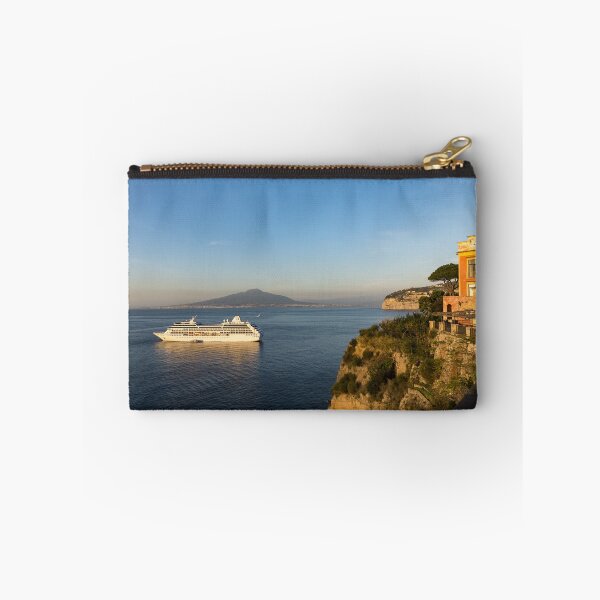 Item preview, Sunset Postcard from Sorrento - the Sea, the Cliffs and Vesuvius Volcano Behind the Cruise Ship designed and sold by Georgia Mizuleva.