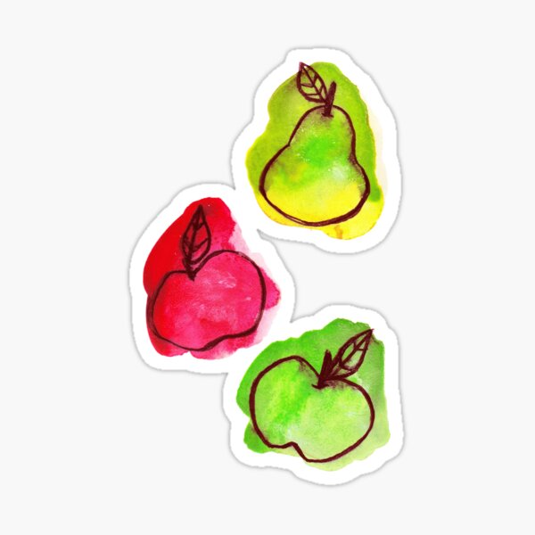 "Apples and Pear Watercolor" Sticker by SaradaBoru Redbubble