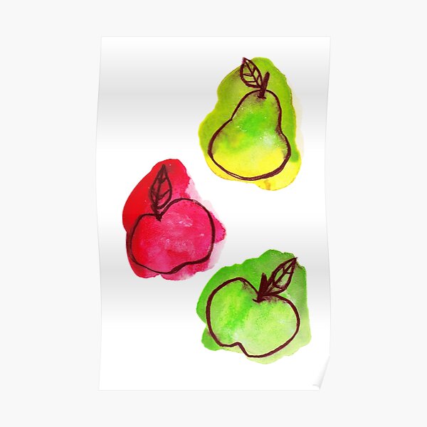 "Apples and Pear Watercolor" Poster for Sale by SaradaBoru Redbubble