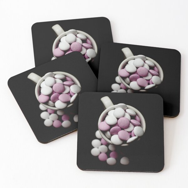 Item preview, Pink and white peppermint candies in a cup on a black background designed and sold by Michaelerch.