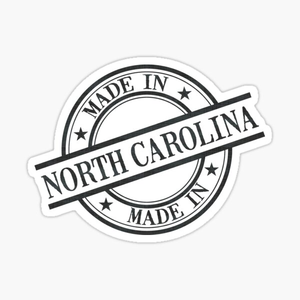 Made In North Carolina Stamp Style Logo Black Sticker