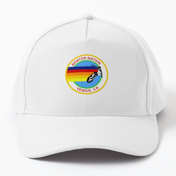 Aviator Nation Logo Rainbow Vintage Trucker Hat in Neon Blue