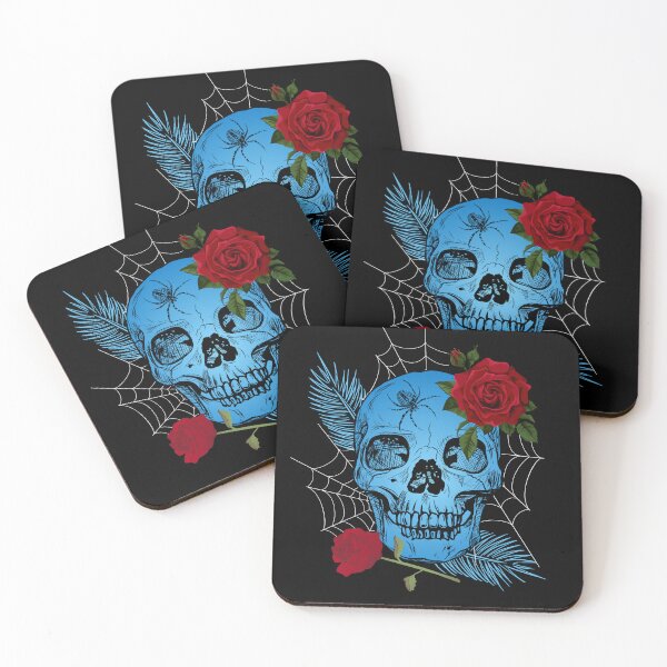 Item preview, Blue skull with roses and spider web designed and sold by Disturbed-Mind.