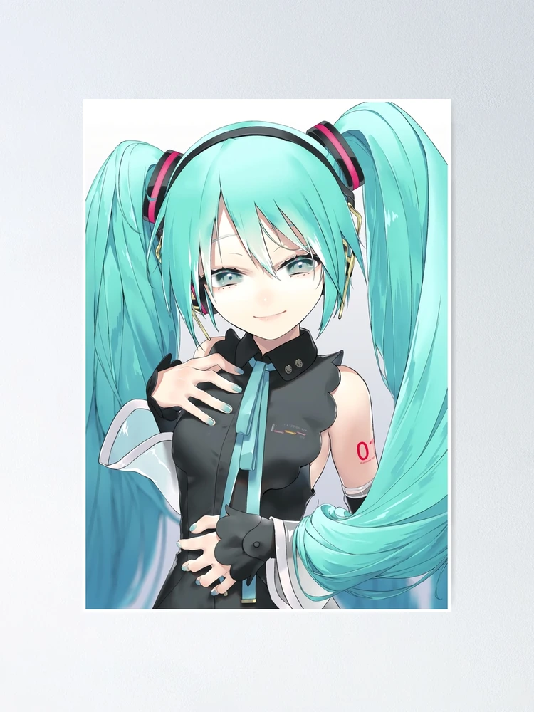 Anime Hatsune Miku Girl Cute Posture Look HD Poster, 300 GSM Quality