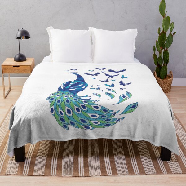 Item preview, Mesmerising Colorful Peacock With Fluttering Blue Butterflies designed and sold by KaylaStudio.