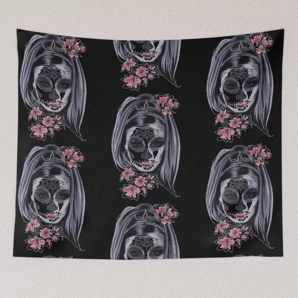 Item preview, Sugar skull female with flowers  designed and sold by Disturbed-Mind.