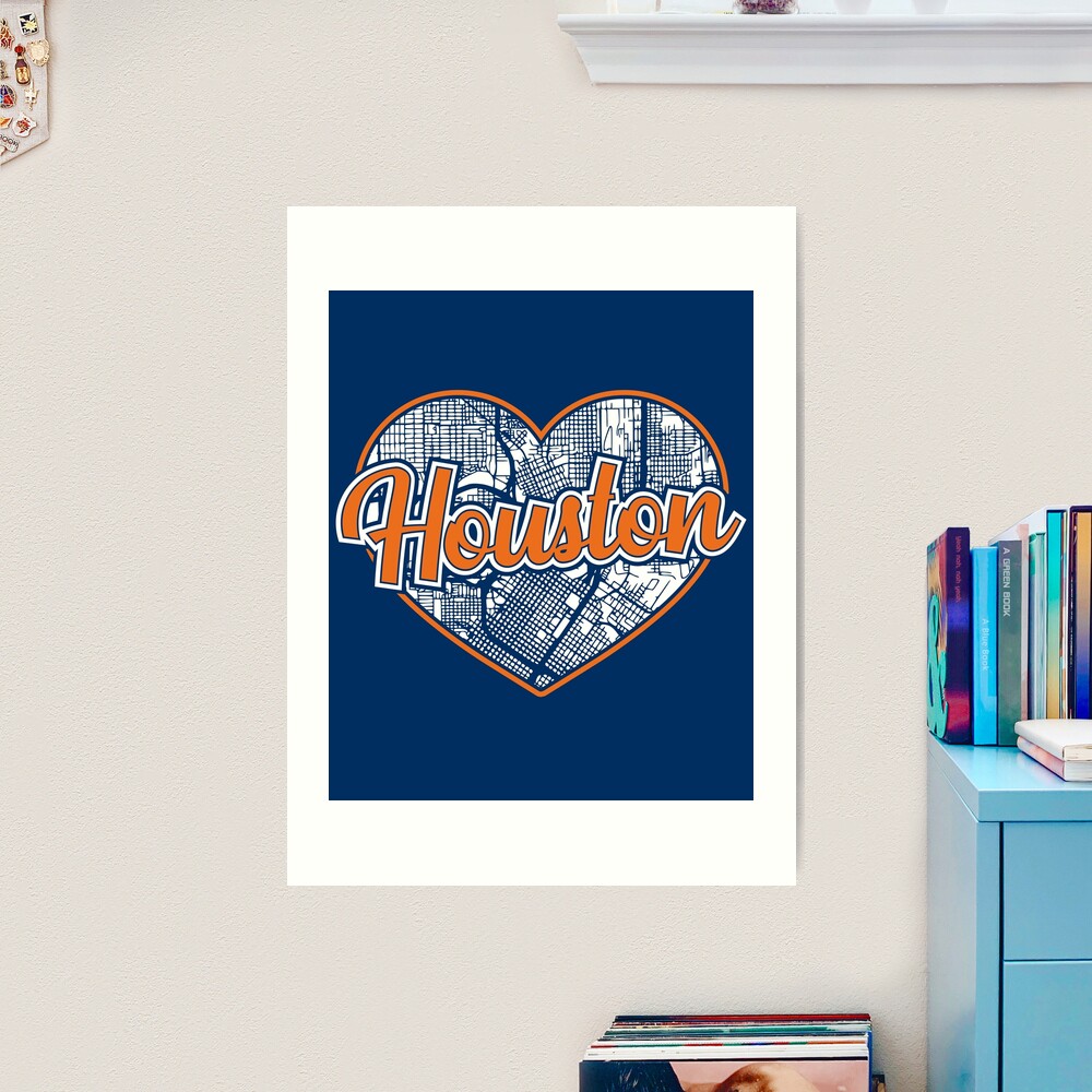 Love Houston Baseball Heart City Map Art Print for Sale by