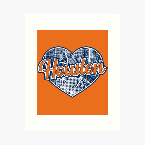 Love Houston Baseball Heart City Map Art Print for Sale by