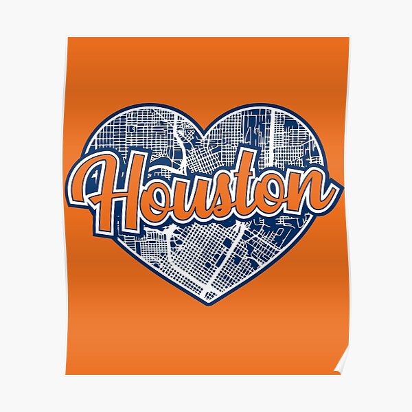 Love Houston Baseball Heart City Map Art Print for Sale by