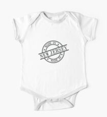 Made In New Jersey Stamp Style Logo Symbol Black One Piece - Short Sleeve