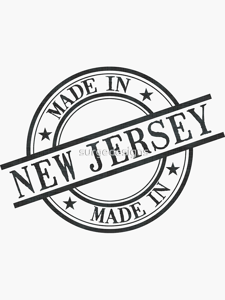 "Made In New Jersey Stamp Style Logo Symbol Black" Sticker by