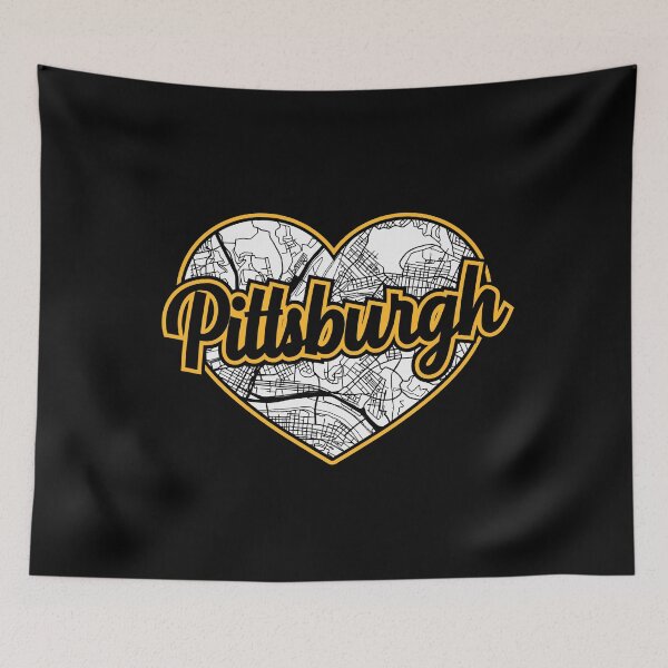 Item preview, Love Pittsburgh Sports Heart City Map designed and sold by pixeljamz.