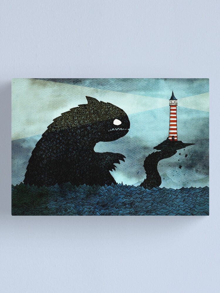 Alternate view of Sea monster & Lighthouse Canvas Print