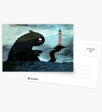 Seeungeheuer und Leuchtturm Postkarten