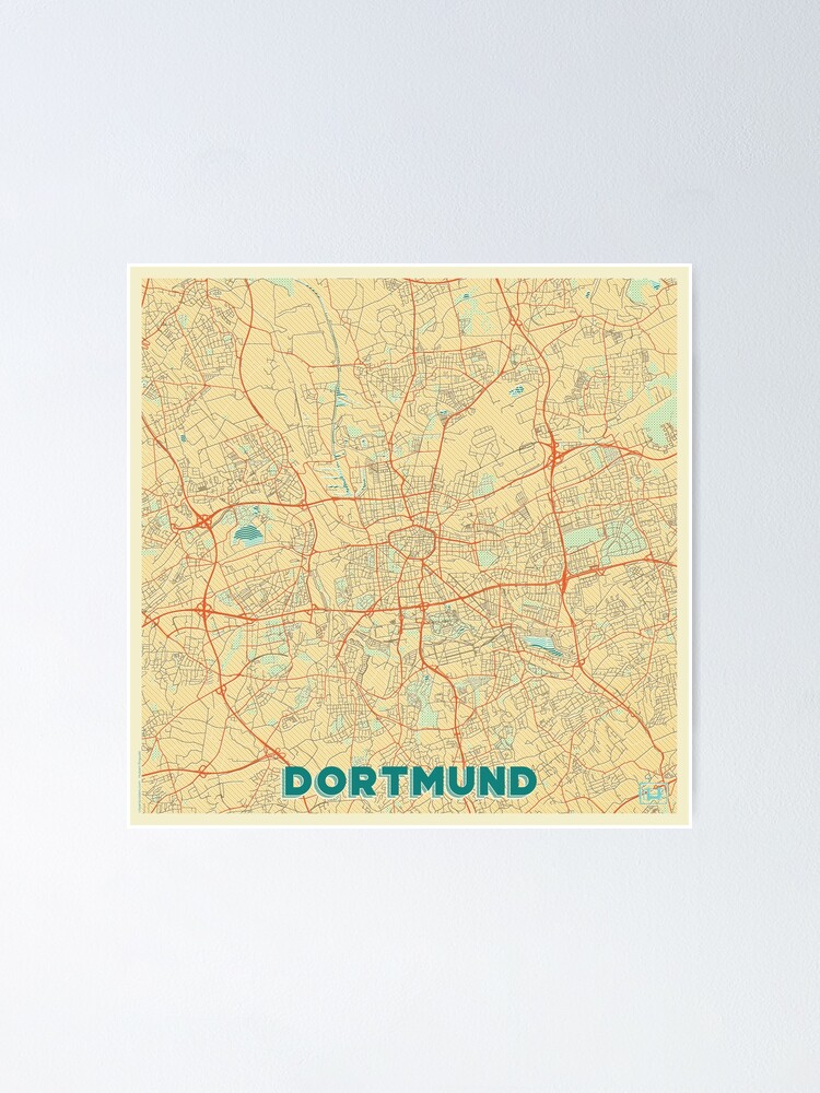 Alternate view of Dortmund Map Retro Poster