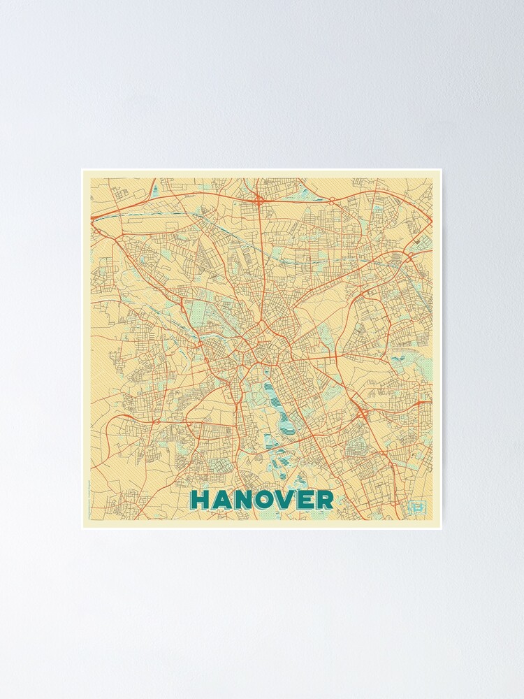 Alternate view of Hanover Map Retro Poster