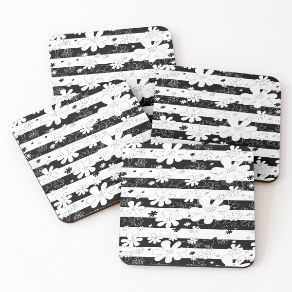 Aperçu de l'œuvre motif floral noir et blanc créée et vendue par Kritzel-Claudi.