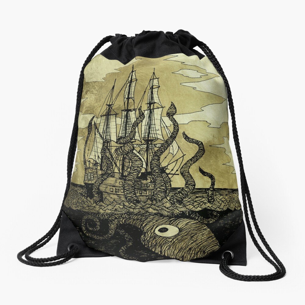 Kraken Hug Drawstring Bag