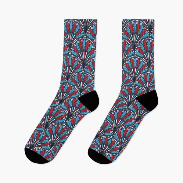 Item preview, Patriotic Blue and Red  Bohemian Style Tribal Feathers Pattern designed and sold by mrhighsky.