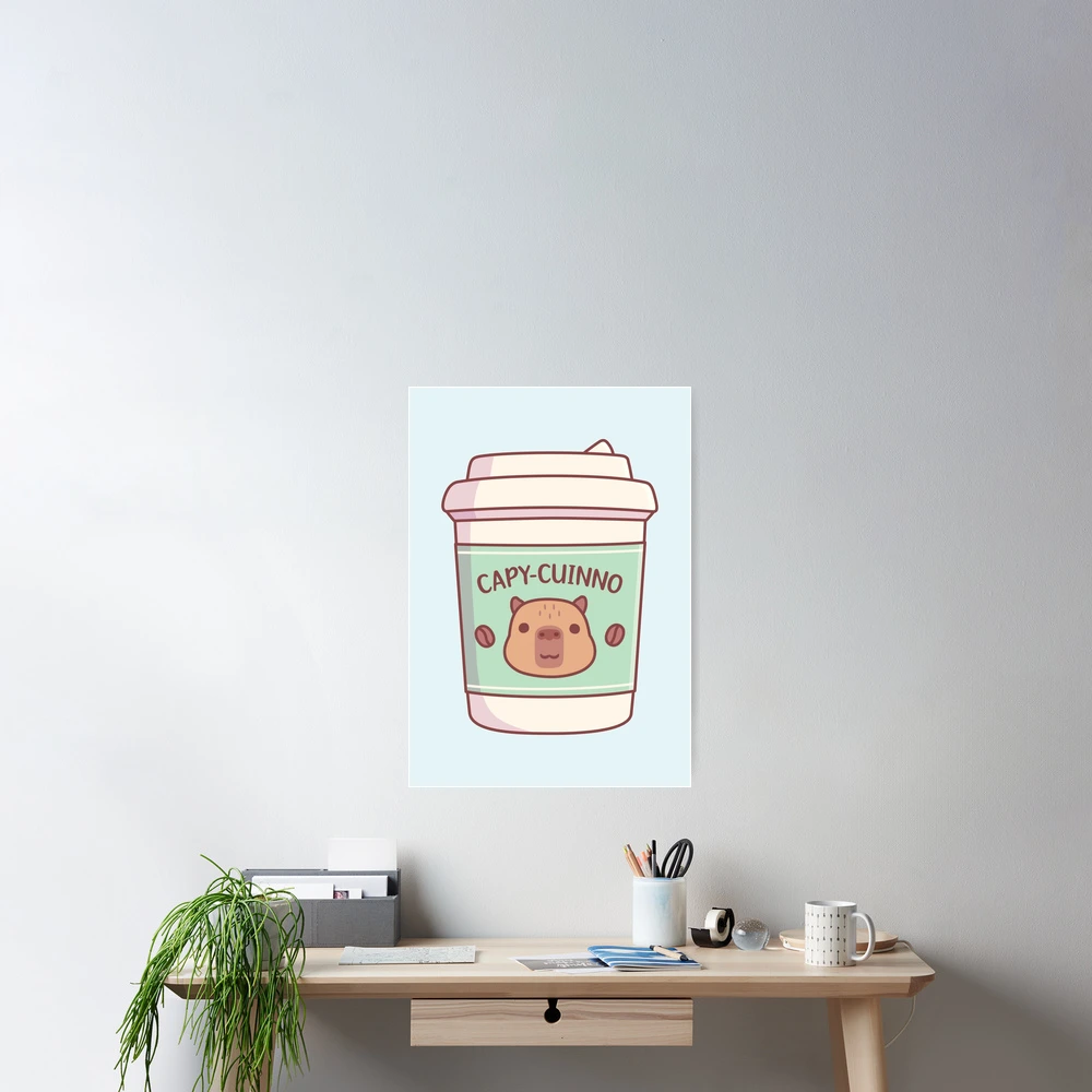 Cute Capybara Capyuccino Coffee Takeaway Cup' Sticker