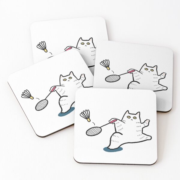 Item preview, Badminton White Cat Sticker designed and sold by SSAlleyhouse.