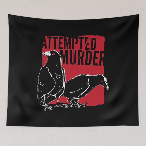 Item preview, Attempted Murder Funny Pun Joke Crow Raven designed and sold by MalloWilli.