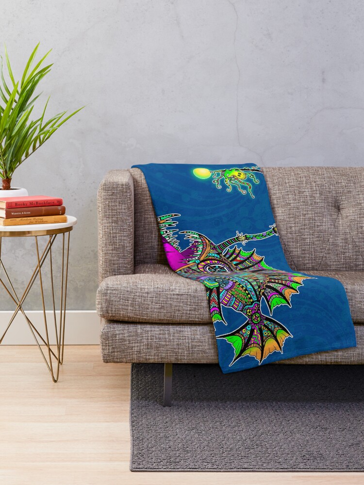 Electric Angler Fish Throw Blanket By Tammywetzel Redbubble