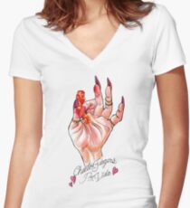 Hot Cheeto Fingers Por Vida Women's Fitted V-Neck T-Shirt