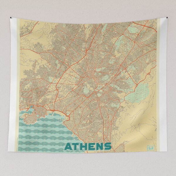Item preview, Athens Map Retro designed and sold by HubertRoguski.