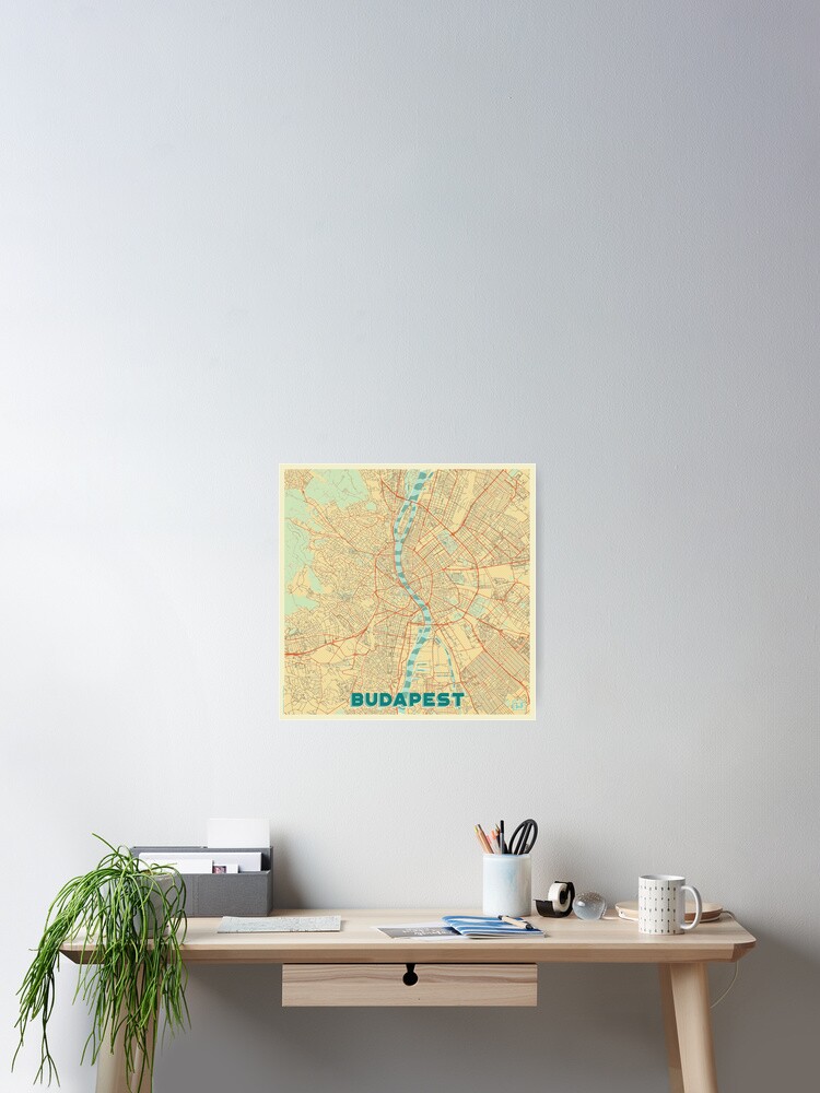 Thumbnail 1 of 3, Poster, Budapest Map Retro designed and sold by HubertRoguski.