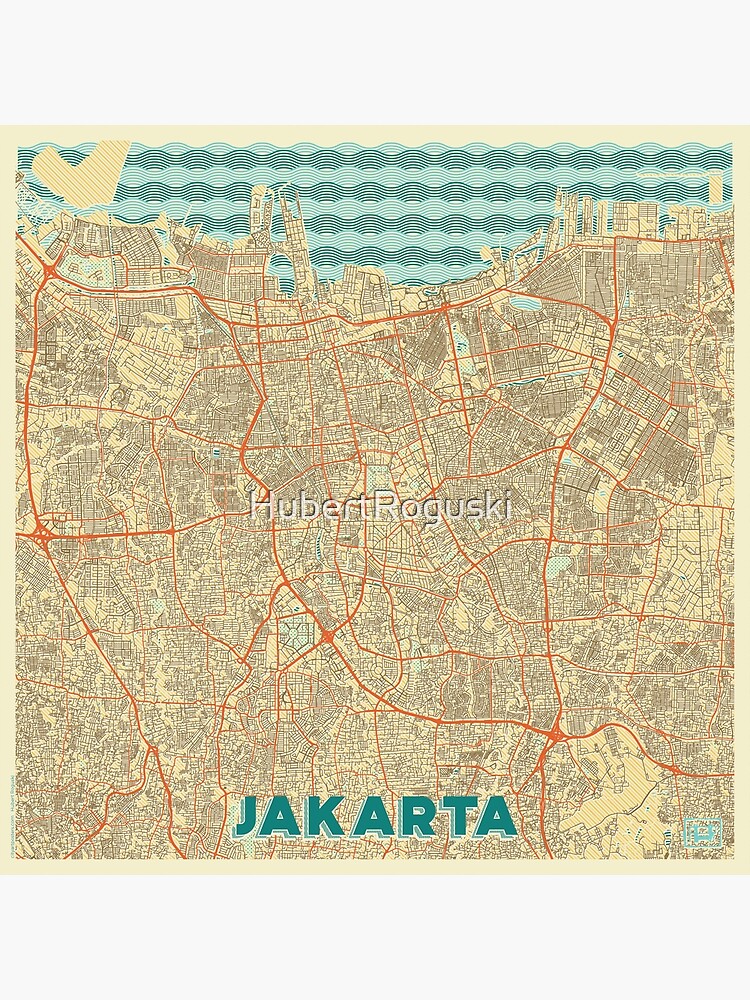 Jakarta Map Retro by HubertRoguski