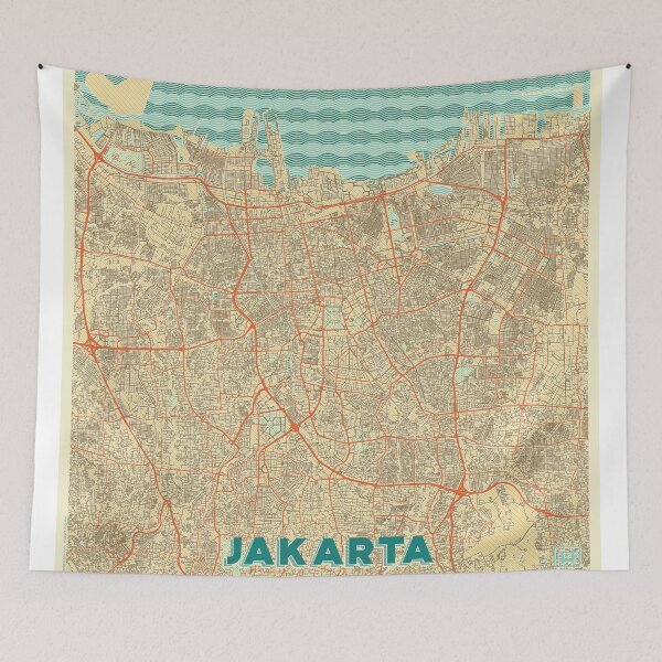 Item preview, Jakarta Map Retro designed and sold by HubertRoguski.