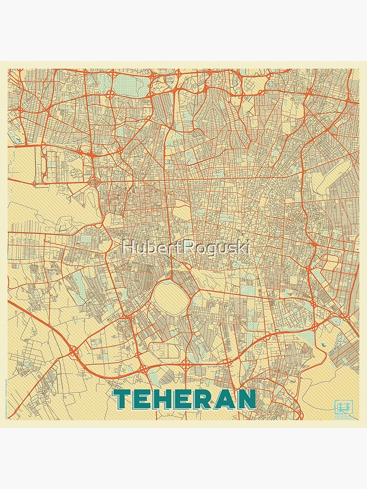 Teheran Map Retro by HubertRoguski