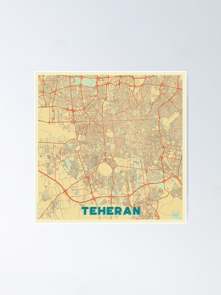 Alternate view of Teheran Map Retro Poster